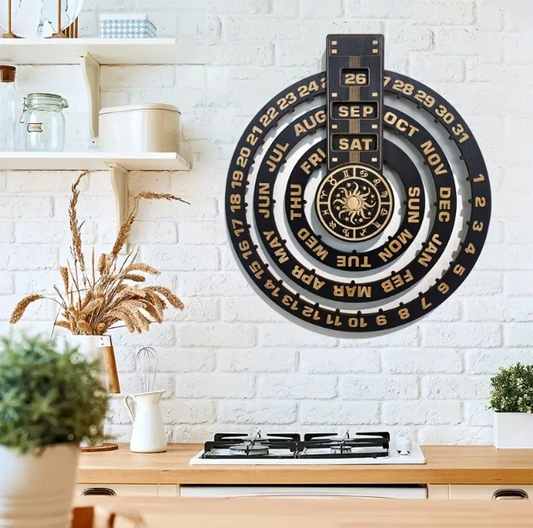 Creative Wall Calendar For Home Vintage Wooden Disc